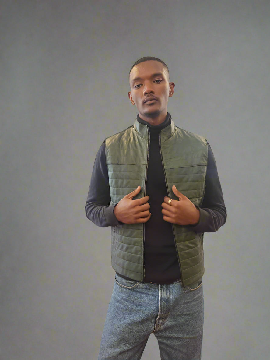 Men’s Leather Jacket – Open Front, Rugged Yet Refined for Everyday Wear